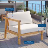 Bayport Outdoor Patio Teak Wood Left-Arm Chair EEI-4128-NAT-WHI