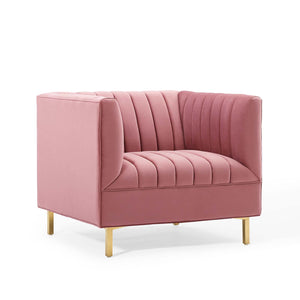 Shift Channel Tufted Performance Velvet Armchair Dusty Rose EEI-4130-DUS