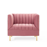 Shift Channel Tufted Performance Velvet Armchair Dusty Rose EEI-4130-DUS