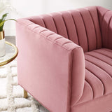 Shift Channel Tufted Performance Velvet Armchair Dusty Rose EEI-4130-DUS