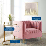 Shift Channel Tufted Performance Velvet Armchair Dusty Rose EEI-4130-DUS