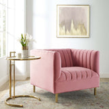 Shift Channel Tufted Performance Velvet Armchair Dusty Rose EEI-4130-DUS