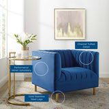 Shift Channel Tufted Performance Velvet Armchair Navy EEI-4130-NAV