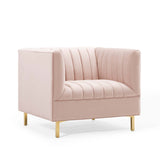 Shift Channel Tufted Performance Velvet Armchair Pink EEI-4130-PNK