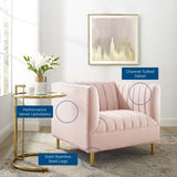 Shift Channel Tufted Performance Velvet Armchair Pink EEI-4130-PNK