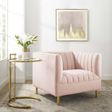 Shift Channel Tufted Performance Velvet Armchair Pink EEI-4130-PNK