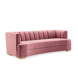 Encompass Channel Tufted Performance Velvet Curved Sofa Dusty Rose EEI-4134-DUS