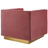 Sanguine Vertical Channel Tufted Upholstered Performance Velvet Sofa and Armchair Set Dusty Rose EEI-4143-DUS-SET