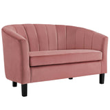 Prospect Channel Tufted Performance Velvet Loveseat and Armchair Set Dusty Rose EEI-4146-DUS-SET