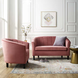 Prospect Channel Tufted Performance Velvet Loveseat and Armchair Set Dusty Rose EEI-4146-DUS-SET