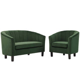 Prospect Channel Tufted Performance Velvet Loveseat and Armchair Set Emerald EEI-4146-EME-SET