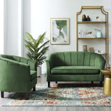 Prospect Channel Tufted Performance Velvet Loveseat and Armchair Set Emerald EEI-4146-EME-SET