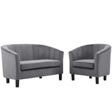 Prospect Channel Tufted Performance Velvet Loveseat and Armchair Set Gray EEI-4146-GRY-SET