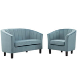 Prospect Channel Tufted Performance Velvet Loveseat and Armchair Set Light Blue EEI-4146-LBU-SET