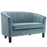 Prospect Channel Tufted Performance Velvet Loveseat and Armchair Set Light Blue EEI-4146-LBU-SET