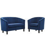 Prospect Channel Tufted Performance Velvet Loveseat and Armchair Set Navy EEI-4146-NAV-SET