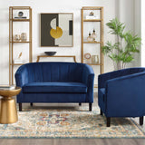 Prospect Channel Tufted Performance Velvet Loveseat and Armchair Set Navy EEI-4146-NAV-SET