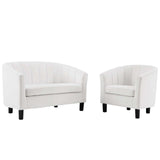 Prospect Channel Tufted Performance Velvet Loveseat and Armchair Set White EEI-4146-WHI-SET