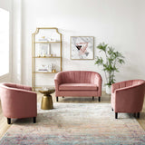 Prospect Channel Tufted 3 Piece Performance Velvet Set Dusty Rose EEI-4147-DUS-SET