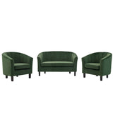 Prospect Channel Tufted 3 Piece Performance Velvet Set Emerald EEI-4147-EME-SET