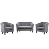 Prospect Channel Tufted 3 Piece Performance Velvet Set Gray EEI-4147-GRY-SET