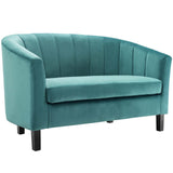 Prospect Channel Tufted 3 Piece Performance Velvet Set Teal EEI-4147-TEA-SET