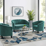 Prospect Channel Tufted 3 Piece Performance Velvet Set Teal EEI-4147-TEA-SET