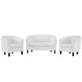 Prospect Channel Tufted 3 Piece Performance Velvet Set White EEI-4147-WHI-SET