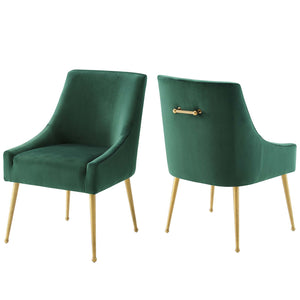 Discern Upholstered Performance Velvet Dining Chair Set of 2 Green EEI-4148-GRN