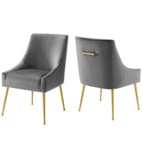 Discern Upholstered Performance Velvet Dining Chair Set of 2 Gray EEI-4148-GRY