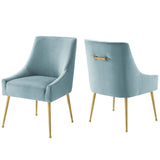 Discern Upholstered Performance Velvet Dining Chair Set of 2 Light Blue EEI-4148-LBU