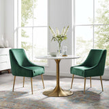Discern Pleated Back Upholstered Performance Velvet Dining Chair Set of 2 Green EEI-4149-GRN