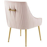 Discern Pleated Back Upholstered Performance Velvet Dining Chair Set of 2 Pink EEI-4149-PNK