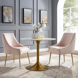 Discern Pleated Back Upholstered Performance Velvet Dining Chair Set of 2 Pink EEI-4149-PNK