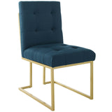 Privy Gold Stainless Steel Upholstered Fabric Dining Accent Chair Set of 2 Gold Azure EEI-4151-GLD-AZU