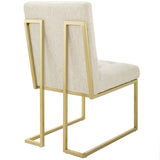 Privy Gold Stainless Steel Upholstered Fabric Dining Accent Chair Set of 2 Gold Beige EEI-4151-GLD-BEI