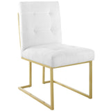 Privy Gold Stainless Steel Upholstered Fabric Dining Accent Chair Set of 2 Gold White EEI-4151-GLD-WHI