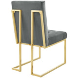 Privy Gold Stainless Steel Performance Velvet Dining Chair Set of 2 Gold Charcoal EEI-4152-GLD-CHA