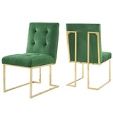 Privy Gold Stainless Steel Performance Velvet Dining Chair Set of 2 Gold Emerald EEI-4152-GLD-EME