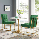 Privy Gold Stainless Steel Performance Velvet Dining Chair Set of 2 Gold Emerald EEI-4152-GLD-EME
