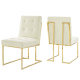 Privy Gold Stainless Steel Performance Velvet Dining Chair Set of 2 Gold Ivory EEI-4152-GLD-IVO