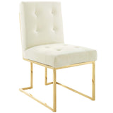 Privy Gold Stainless Steel Performance Velvet Dining Chair Set of 2 Gold Ivory EEI-4152-GLD-IVO