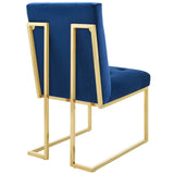Privy Gold Stainless Steel Performance Velvet Dining Chair Set of 2 Gold Navy EEI-4152-GLD-NAV