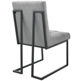 Privy Black Stainless Steel Upholstered Fabric Dining Chair Set of 2 Black Light Gray EEI-4153-BLK-LGR