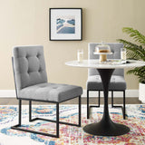 Privy Black Stainless Steel Upholstered Fabric Dining Chair Set of 2 Black Light Gray EEI-4153-BLK-LGR