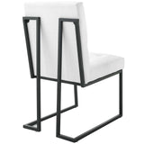 Privy Black Stainless Steel Upholstered Fabric Dining Chair Set of 2 Black White EEI-4153-BLK-WHI