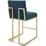 Privy Gold Stainless Steel Upholstered Fabric Counter Stool Set of 2 Gold Azure EEI-4154-GLD-AZU