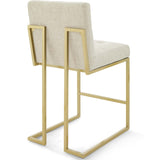 Privy Gold Stainless Steel Upholstered Fabric Counter Stool Set of 2 Gold Beige EEI-4154-GLD-BEI