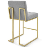 Privy Gold Stainless Steel Upholstered Fabric Counter Stool Set of 2 Gold Light Gray EEI-4154-GLD-LGR