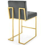 Privy Gold Stainless Steel Performance Velvet Counter Stool Set of 2 Gold Charcoal EEI-4155-GLD-CHA